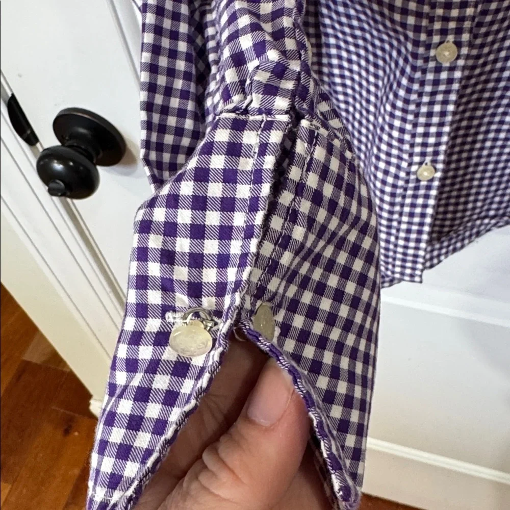RALPH LAUREN GIRLS PURPLE PLAID RUFFLE COLLAR BUTTON DOWN SHIRT 16 - Picture 4 of 7